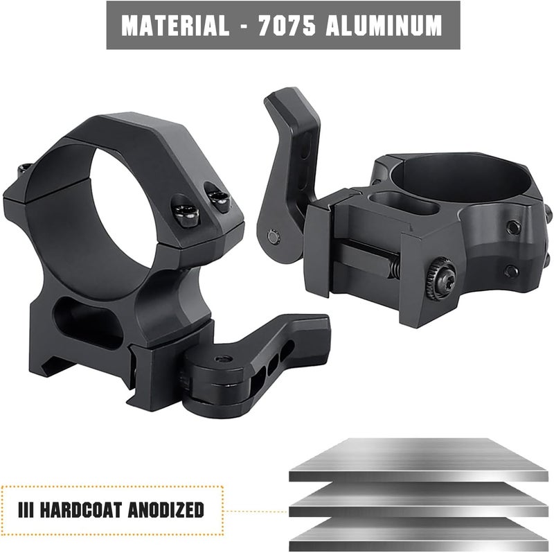 ohhunt 30mm Scope Rings Quick Detach Scope Rings 30mm Low | Medium | High Profile QD 30 mm Scope Rings 7075 Series Aluminum - Image 3